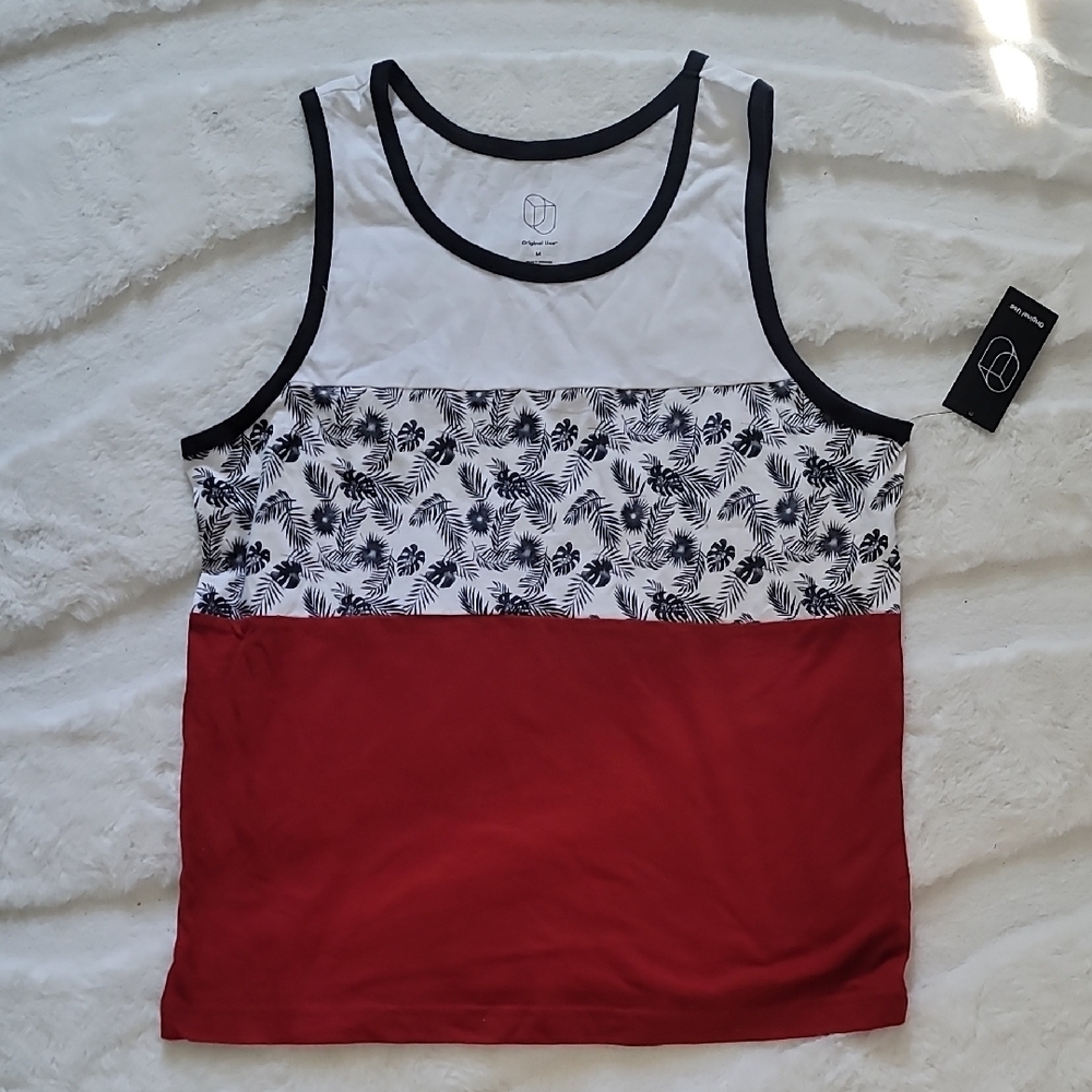 Original Use Black and White Tropical Print Tank Top
